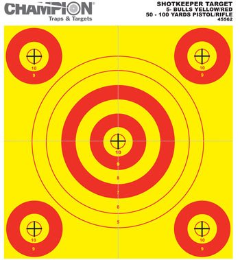 5 Bull Paper Target, Yellow/Orange, 8.5x11 - 12pk