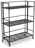 Convenience Concepts 8019B X-Tra Storage 3-Tier Wide Folding Metal Shelf, Black
