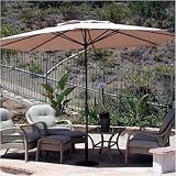 8 X 11 Oval Aluminum Market Umbrella - Quick Ship Finish: Ribbed Champagne, Fabric: Sunbrella B Heather Beige