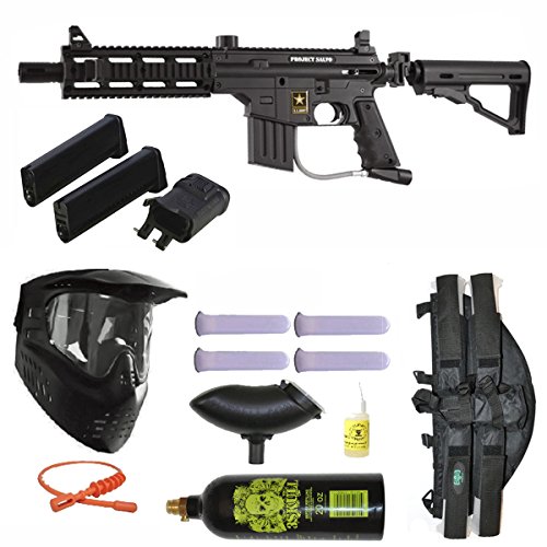 US Army Project Salvo Paintball Gun w/ Mag Fed Adapter 3Skull 4+1 Mega Set - Black