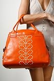Orla Kiely - Women's Handstitched Stem Leather Large Zip Holdall (Orange)