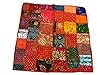 Square Table Cloth Red Embroidered Sari Tapestry 40"x40"