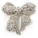 Stunning Swarovski Crystal Bow Brooch (Silver Tone)