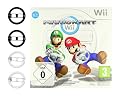 NINTENDO Wii MARIO KART SPIEL + 4 x LENKR&Auml;DER: 2x CLASSIC WEI&szlig; + 2x SCHWARZ - SPASS F&Uuml;R DIE GANZE FAMILIE