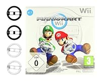 NINTENDO Wii MARIO KART SPIEL + 4 x LENKRÄDER: 2x CLASSIC WEIß + 2x SCHWARZ - SPASS FÜR DIE GANZE FAMILIE