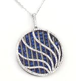 14K Round Sapphire & Diamond Medallion Pendant