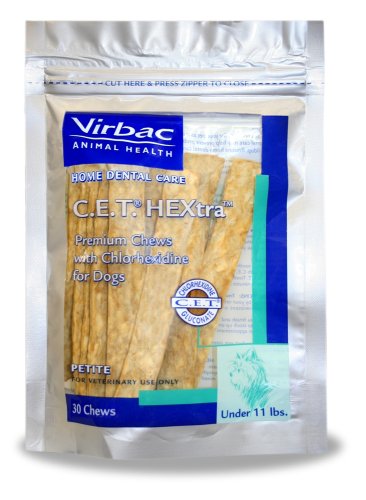 C.E.T. HEXtra Premium Oral Hygiene Chews with Chlorhexidine, Petite/Small Dogs, 30 Chews