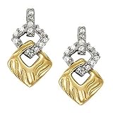 14K Two-Tone Gold Diamond Earrings
