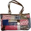 Women's Coach Purse Handbag Patchwork Tote Multicolored