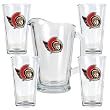 Ottawa Senators NHL 4pc Pint Ale Glass & 60oz Pitcher Set - Primary Logo by Great American Products