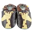 Baby Giraffe Appliqué Slip-On Leather Shoes - Brown Multi