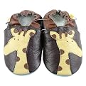Baby Giraffe Appliqué Slip-On Leather Shoes - Brown Multi