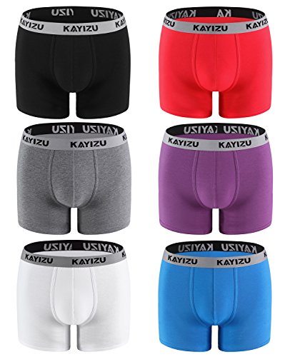 Men's Underwear,KAYIZU Brand Comfort Soft Cotton Boxer Brief Medium (6-Pack)