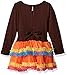 Youngland Girls' Thanksgiving Knit to Tiered Tutu Turkey Mini Dress with Knit Chevron Legging