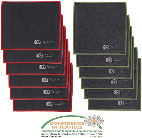 [12 Pack] Clean &amp; Clear Microfiber - ULTRA PREMIUM QUALITY Lens Cleaning Cloths - Camera Lens, Glasses, Screens, and all Lens.