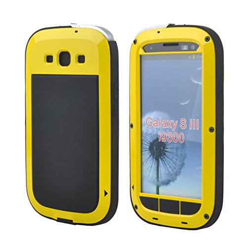 Galaxy S3 Case, COMC Galaxy S3 Metal case [Science Hybrid Premium Metal] Full-Body Aluminum Structures with Silicone - Extreme Water Resistant Dust/Dirt Shockproof / Dust Proof Military Heavy Screen Protector - Hard Aluminum Dual Layer Protective Case for Samsung Galaxy S3 / I9300 (Yellow)