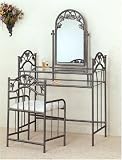 Bronze Nickel Vanity With Glass Table and Bench Set