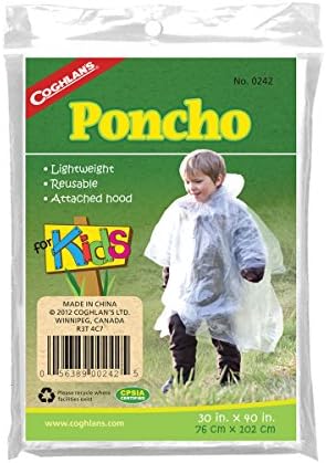 Coghlan's Coghlans Poncho - Clear Lightweight Rain Coat with Hood - For Kids NEW