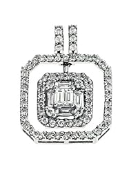 14K White Gold 0.59cttw Round Diamond Pendant