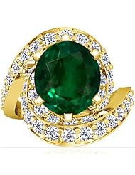 14K Yellow Gold Oval Cut Emerald Fana Designer Ring