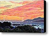 2 . Swirly Strokes . Golden Gate Bridge Interpretation and Reinterpretation Canvas Print / Canvas...
