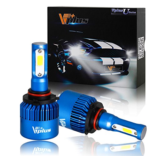 Vplus U Series LED Headlight Bulbs w/ Clear Focused Beam Kit – 9005 HB3 80W 8,000LM 6500K White COB w/ Fan LED Headlamp Conversion Replace HID & Halogen – 2 Yr Warranty – (2pcs/set)