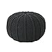 Christopher Knight Home Agatha Knitted Cotton Pouf, Dark Grey