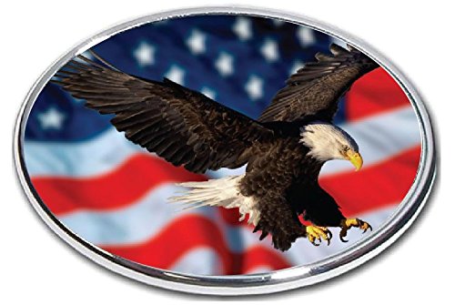 American Eagle Flag Trailer Hitch Cover - 2" Hitch Receiver - 3/8 Inch Thick High Grade Aluminum - Size Measures 4" X 6" - American Blad Eagle Falg - 3