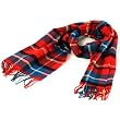 New Softer Than Cashmere Mult-colored Thin and Large Plaid Striped Long Fringe Scarf Shawl Wrap 72x12 Red