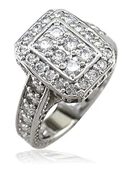 Diamond Halo Ladies Ring with an Emerald Cut Shape Halo, 2.00CT, # K0718 in 18k Gold