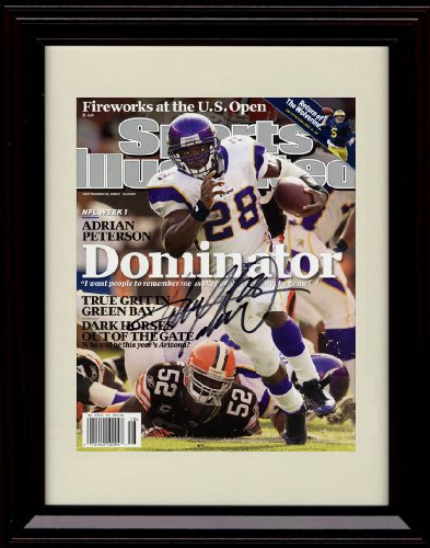 Framed Adrian Peterson Sports Illustrated Autograph Print - 9/27/09 - Minnesota Vikings