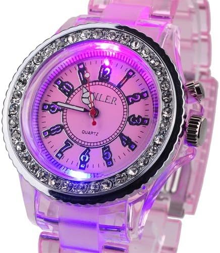 Metro Shop 3 Colors Fashion Casual Rotating Cover Plastic Watchband Unisex LED Light Flashing Watch