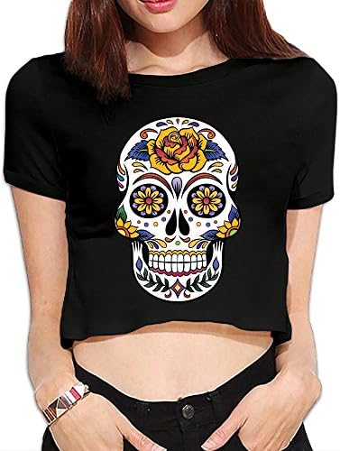 JUN Women's Dew Navel T Rose Sugar Skull Brief Hipster Black L