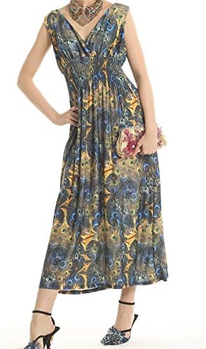 Kokoda Womens Printed Paris Bohemian Summer Maxi Dress Plus size 5XL Blue