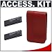 Casio Exilim EX-CASE-80 Leather Case (Red) + (2) Spare NP-50 Battery Packs for Casio Exilim EX-V7 & EX-V8 Digital Cameras