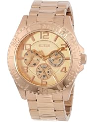 GUESS Womens U0231L4 Multi-Function Sporty Rose Gold-Tone Watch