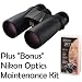 Nikon 7430 Monarch 8 X 42 All Terrain Binoculars - The Most Popular Bestselling Binocular - with Nikon Optics Maintenance Kit - Ideal for Sports Events Hunting Concerts Bird Watching or Sightseeing