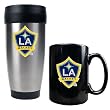 Los Angeles Galaxy MLS Stainless Steel Travel Tumbler and Black Ceramic Mug Set - Primary Team Logo by Great American Products