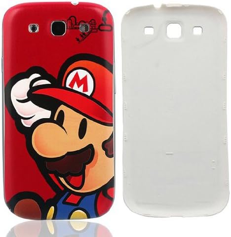 Newlifestart S3 i9300 Red Super Mario Pattern Replacement Battery Cover Plastic Back Housing Door for Samsung Galaxy Siii S3 I9300