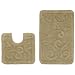 2 Piece Bath Rug Set - Large Scroll Sage by Cotton Craft - 100% Pure Cotton - High Quality - Super Soft and Plush - Hand Tufted Heavy Weight Durable Construction - larger Rug is 21x32 Oblong and Second rug is Contour 21x20 - Other Styles - Solid Color Reversible, New Scroll, Greek Key, Palm Tree or Grid Stripe - Easy care machine wash