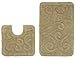 Cotton Craft - 2 Piece Bath Rug Set - Large Scroll - Sage - 100% Pure Cotton - with Spray Latex Back- High Quality - Super Soft and Plush - Classic Scroll Design - All Hand Made - Hand Tufted Heavy Weight Durable Construction - Larger Rug is 21x32 Oblong and Second rug is Contour 21x20 - Easy care machine wash