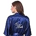 Joytton Women's Satin Kimono Robe with Embroidered Bride Short
