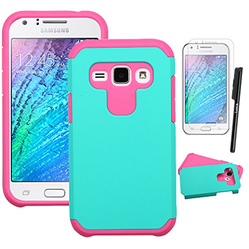 Samsung Galaxy J1 (Samsung J100) Phone Case, Luxca (Tm) Samsung Galaxy J 1 (Samsung J 100) (verizon) Hybrid Heavy Duty Rugged Impact Advanced Armor Soft Silicone Cover Hard Snap On Astronoot Case + Clear LCD Screen Protector + Luxca (Tm) Stylus Pen (Teal / Pink Astronoot) Samsung Galaxy J1 (Samsung J100) Phone Case, Luxca (Tm) Samsung Galaxy J 1 (Samsung J 100) (verizon) Hybrid Heavy Duty Rugged Impact Advanced Armor Soft Silicone Cover Hard Snap On Astronoot Case + Clear LCD Screen Protector + Luxca (Tm) Stylus Pen (Teal / Pink Astronoot)