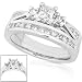 Jewelry : 3/4ctw Princess & Round Brilliant Diamond Wedding Ring Set in 14k White Gold (HI/I1)