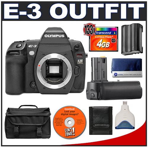 Olympus E-3 Digital SLR Camera with Olympus HLD-4 Power Battery Grip + 4GB CF Card + BLM-1 Battery + Case + Cameta Bonus Accessory Kit