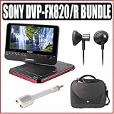 Sony DVP-FX820/R 8-Inch Portable DVD Player (Red) w/ Accessory Bundle