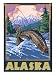 Alaska - Fly Fishing Scene Artists Giclee Poster Print, 18x24
