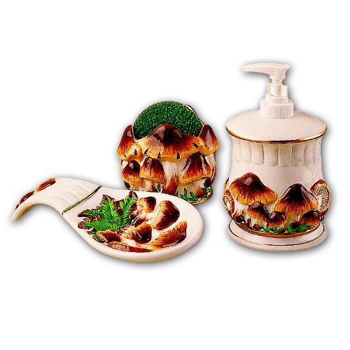 Ceramic Mushroom Kitchen Counter Top Accessories Set