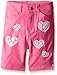 Dream Star Girls' Super Stretch Twill Bermuda Short with Lace Heart Appliques