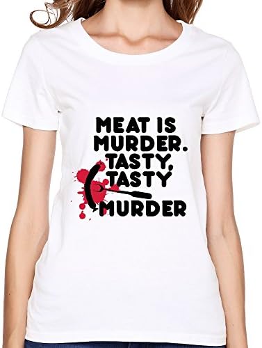 LFD Women's Meat Murder Tasty Cotton Round Collar T Shirt XL White
